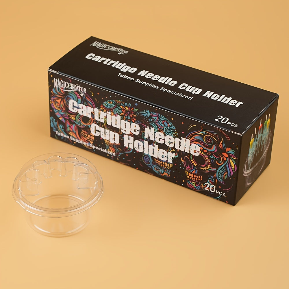 TEMU 20pcs Magician Integrated Needle Cup Holders - Hygienic Disposable Tattoo & Embroidery Needle Cleaning Cups With Integrated Design, No