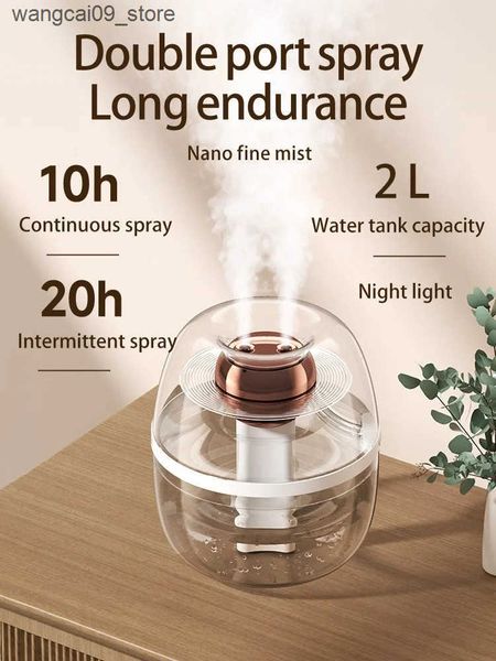Humidifiers Air Humidifier For Home Bedroom Night Light Air Humidifier 2L Purifier Diffuser USB Ultrasonic Cool Mist Sprayer J241119