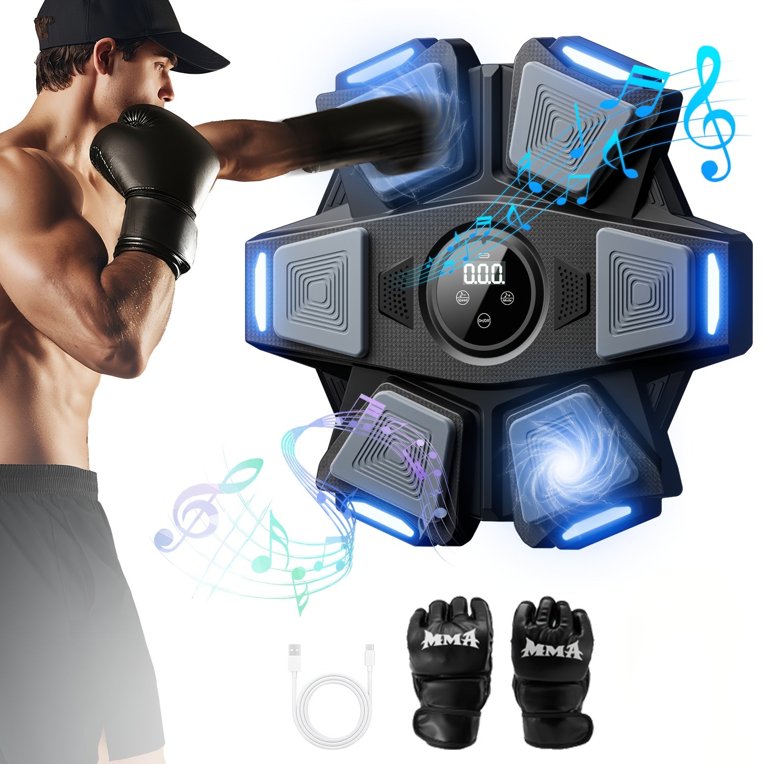 TEMU Upgrade Boxing Machine For Adults, Boxing Machine With Boxing Gloves, Wall Mounted Boxing Trainer, Electronic Boxing Fitness Equipment For Home,