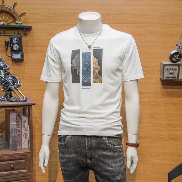 Spring Mens Cotton T-shirt Sportswear Sportswear Long Street Long Sleeve de manga curta de alta qualidade O-juba de deco