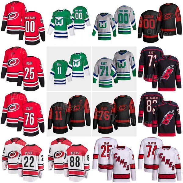 Carolina Hockey Hurricanes 74 Jaccob Slavin Jersey 76 Brady Skjei 88 Martin Necas 11 Staal 71 Jesper Fast 25 Ethan Bear Jesperi Kotkaniemi s