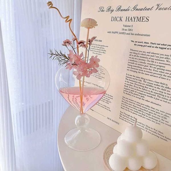 Vases Heart Shape Glass Vases Transparent Hydroponic Flower Pot DIY Fragrance Reed Diffuser Storage Bottle Home Wedding Desktop Decor H25011