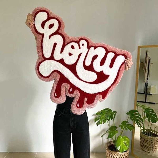 Creative Irregar Letters Rug Girls Ro Carpet Imitation Cashmere Soft Plush Floor Mat Aesthetic Design Anti-slip Doormat Z250208
