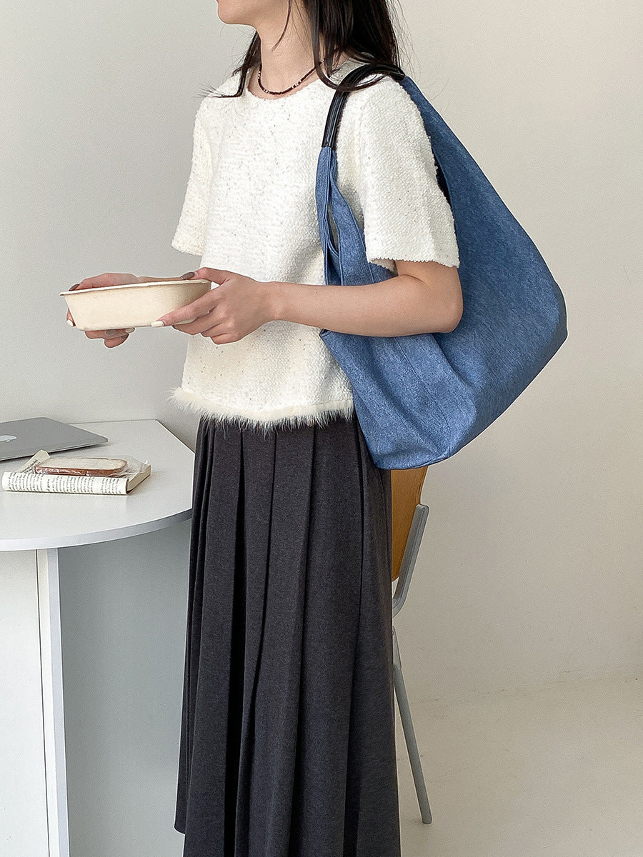 F112-Mirror quality fashion simple one-shoulder commuter style tote bag large capacity women