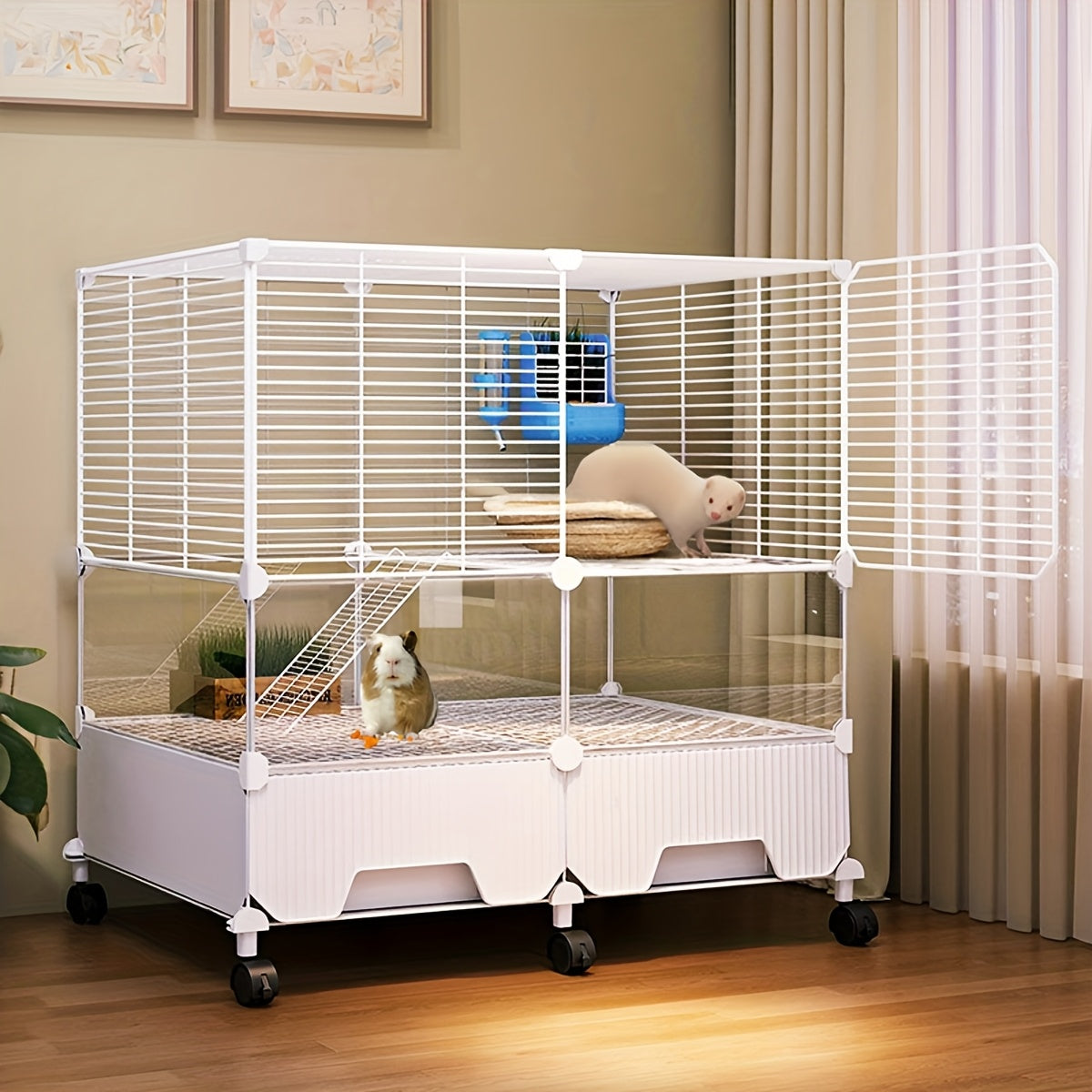 TEMU Lemoelgo Metal Ferret Chinchilla Rat Cage Small Animal Cage With Rolling Stand Indoor Outdoor For Squirrel-guinea Pig-bunny-sugar Glider
