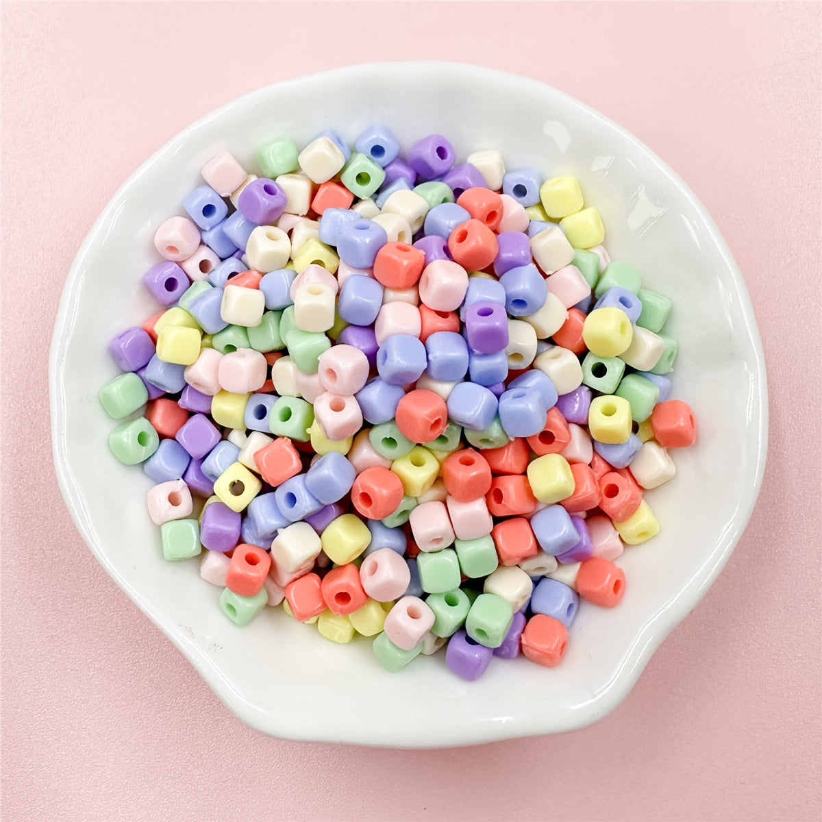 TEMU About 500pcs 4mm Acrylic Macaron Square Straight Hole Beads, Diy Necklaces, Bracelets, Earrings, Keychains, Mobile Phone Pendants, Pendant