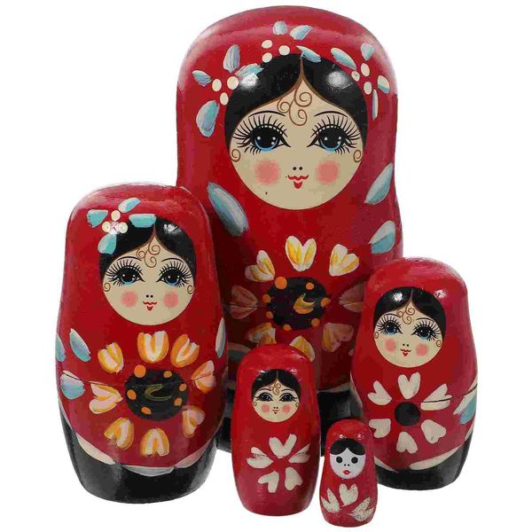 Childrens Toy Matryoshka Nesting Dolls for Kids Russian Stack Classic Babushka RedCL240712