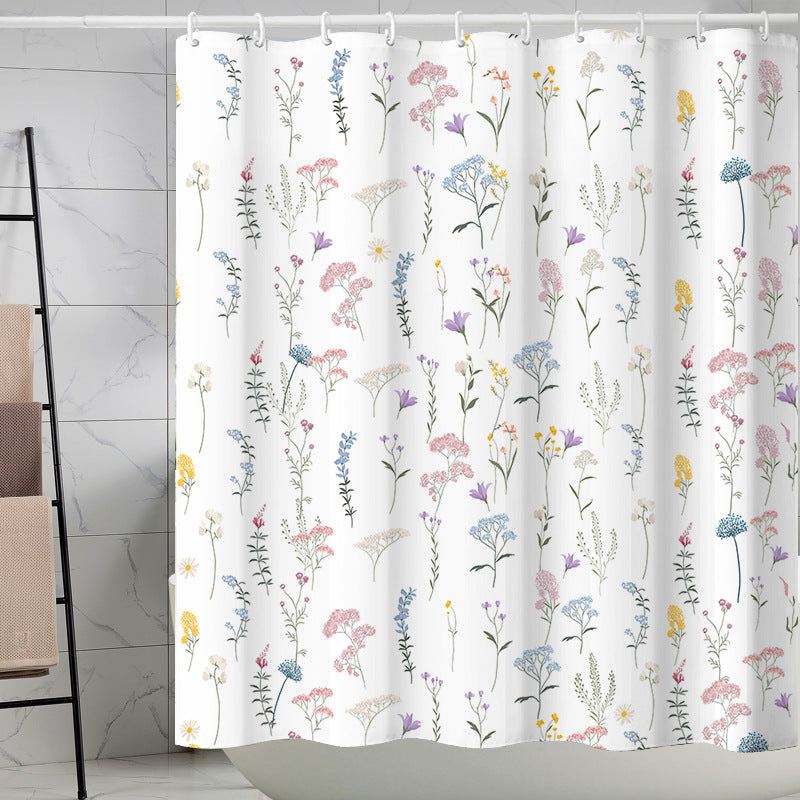 YL-37275 Waterproof Shower Curtain 3D Printed Tropical Jungle Plant Leaves and Flowers Season Polyester Shower Curtain with Hook