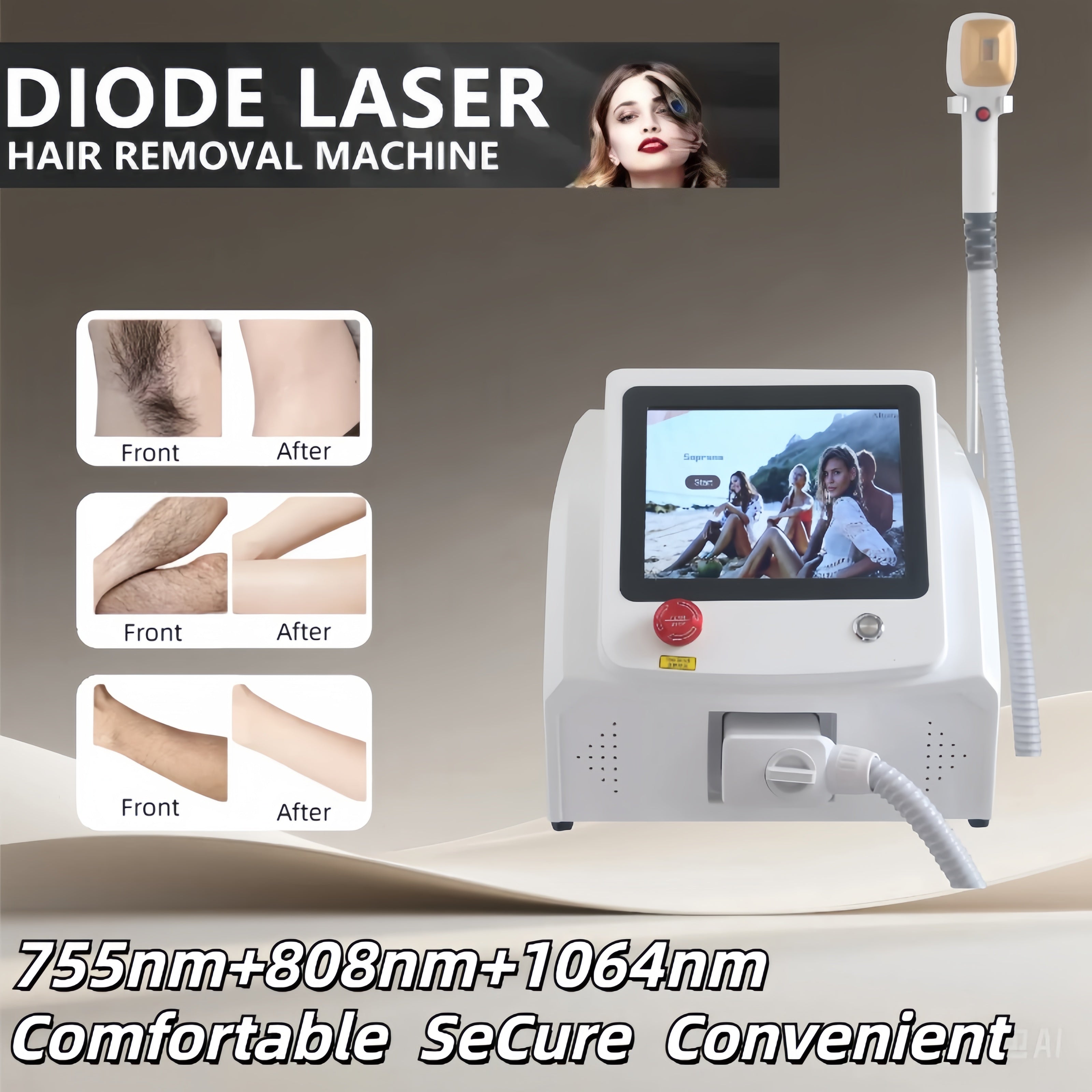 2025 NEW 3500W Diode Laser Hair Removal 755nm 808nm 1064 nm 3 Wavelength Painless Hair Removal Suitable for home and beauty salon