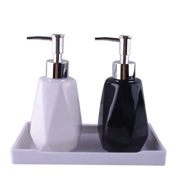 1 creative ceramic soap dispenser black and white shampoo bottle hotel shampoo bottle packaging press bottle 260ml Y250210