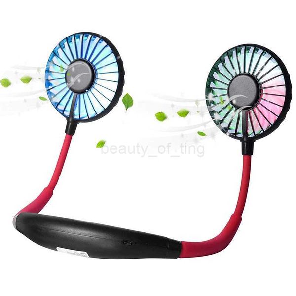 Portable Neck Fan Color Changing LED 360 Free Rotation and Lower Noise Strong Airflow Fan Headphone Design for Sport OfficeCL240712