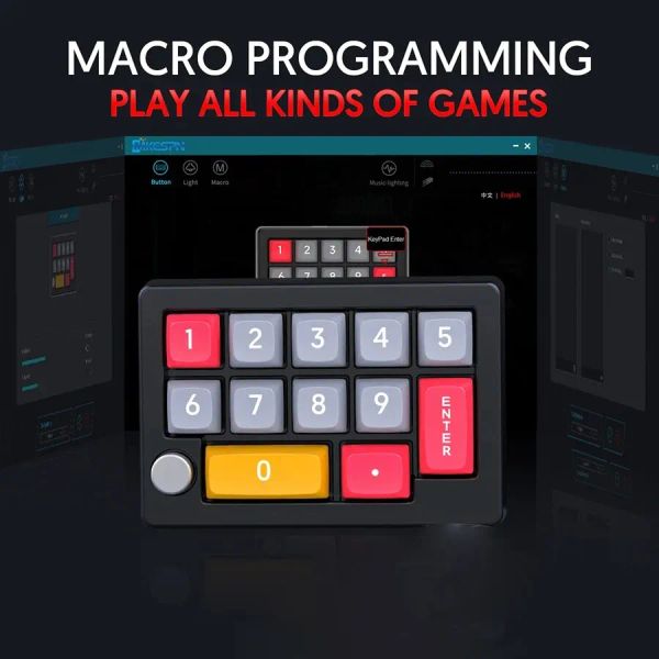 Ammtoo Programmable Macro Keyboard 13 Key Fully Hot Swappable Mechanical Mini Numeric Keypad Portable 7 Color RGB Light Gaming