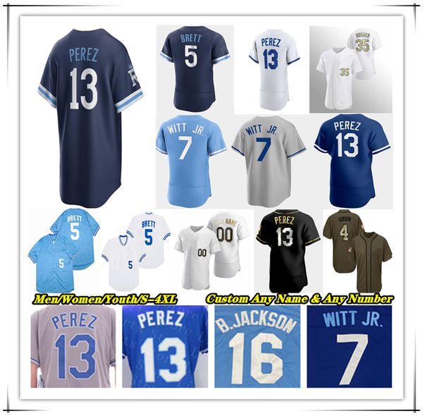 KC Baseball Jersey Salvador Perez Bobby Witt Jr Bo Jackson Vinnie Pasquantino MJ Melendez Michael Massey Brady Singer Lyles George Brett ROY