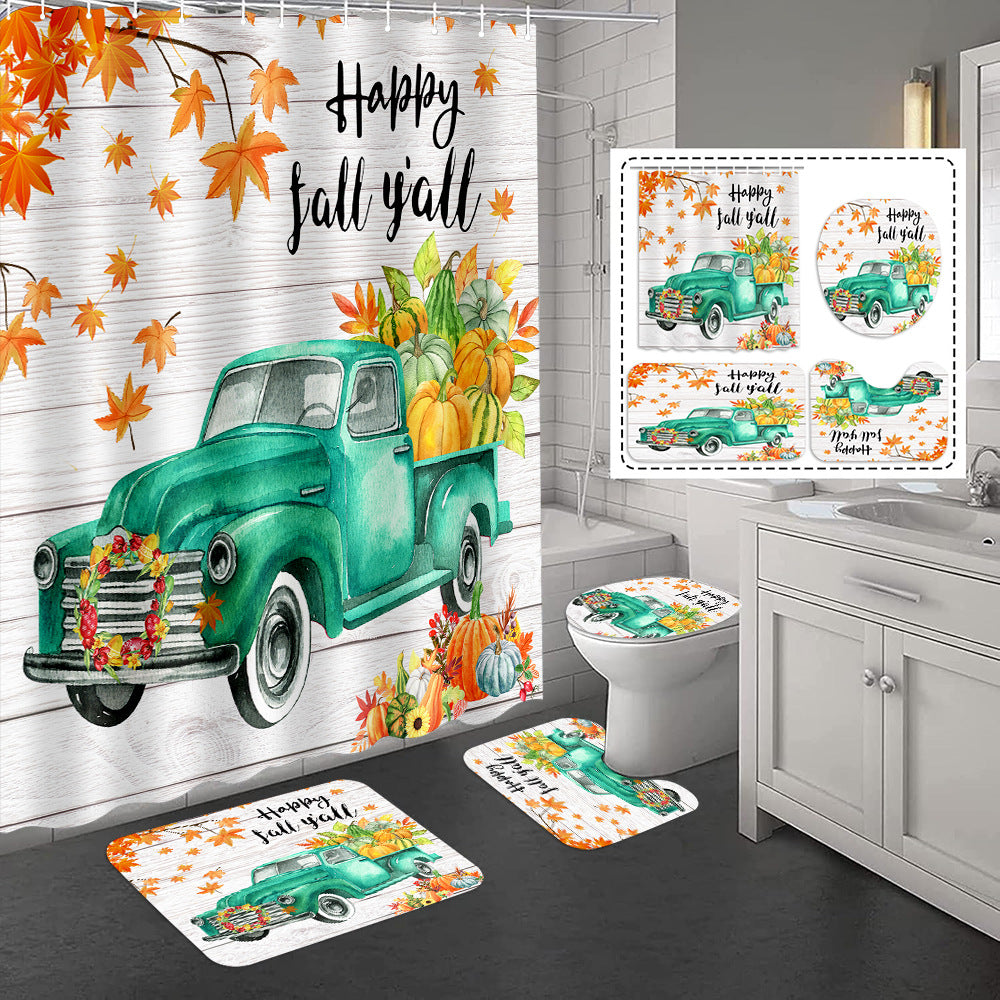 YL-37332 Hot selling shower curtain manufacturer Bomi digital printed polyester shower curtain non-slip mat set