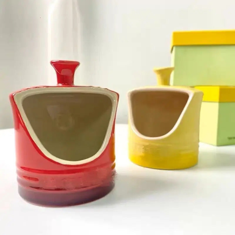 French Style Rainbow Seasoning Jar Tableware Kitchen Storage Jar Pot Lid Rack Ceramic Home Sugar Salt Chili Jar 250627