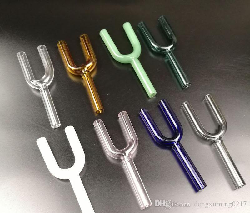 colorful cheap protable glass Snuff pipe Y Shape Double Tubes Snuff Snorter Sniff Dispenser Nasal Smoking Pipes Sniffer Tobacco Pipe