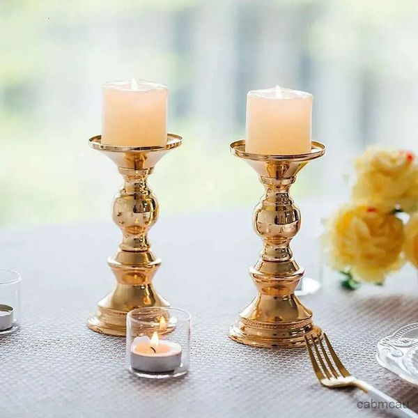 2Pcs Golden Candle Holders Table Decorations Metal Stand Candlestick For Wedding Birthday Bar Party Living Room Home Decor 0409