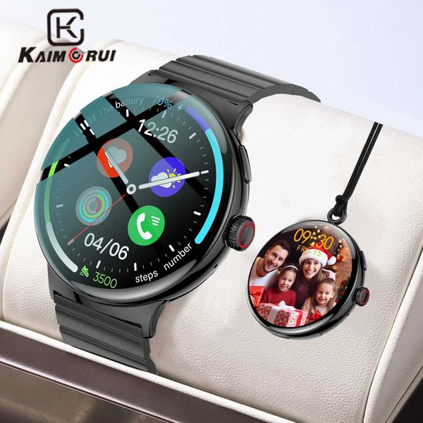 KAIMORUI Smart Watch LA99 Pocket Watch 2-in-1 AMOLED wireless connections Call Heart Rate Health Monitoring Tracker Mens and Womens Smart Wa