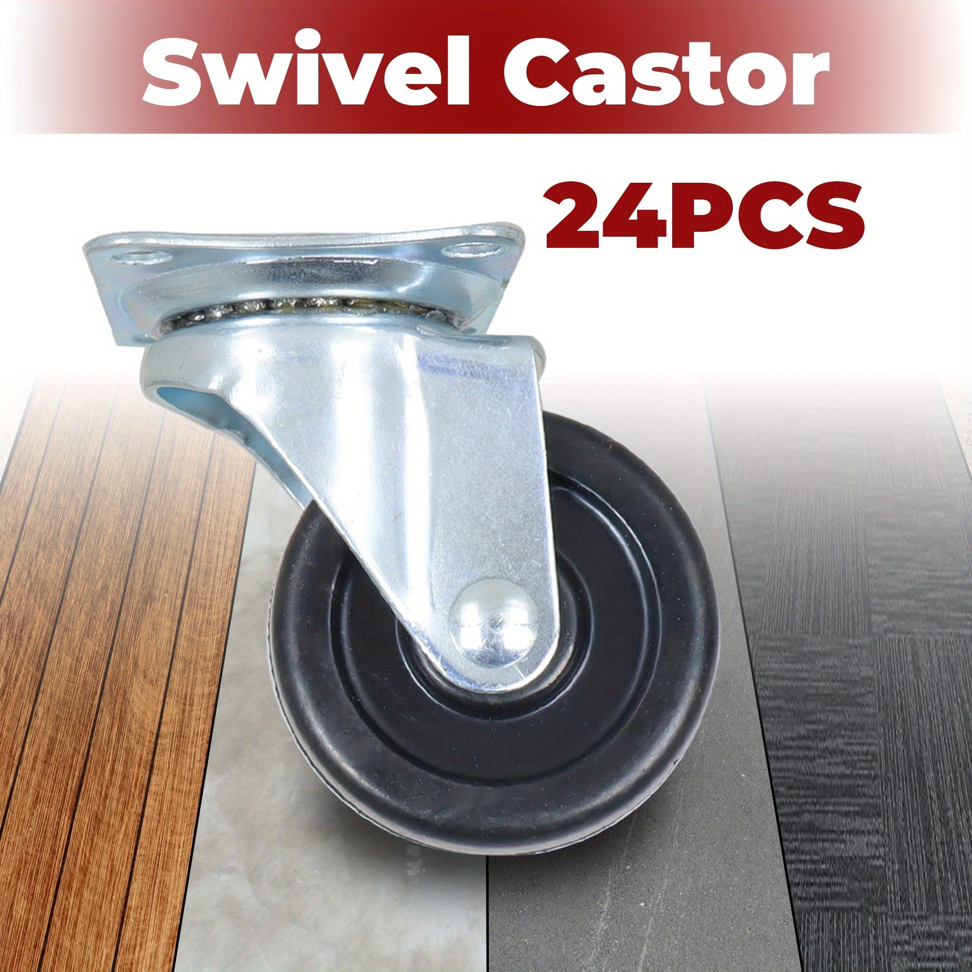 TEMU Set Of 24 Heavy-duty 2-inch Swivel Caster Wheels With A Rubber Base, Complete With A Top Plate And Bearing, Suitable For Coffee Tables, Plant