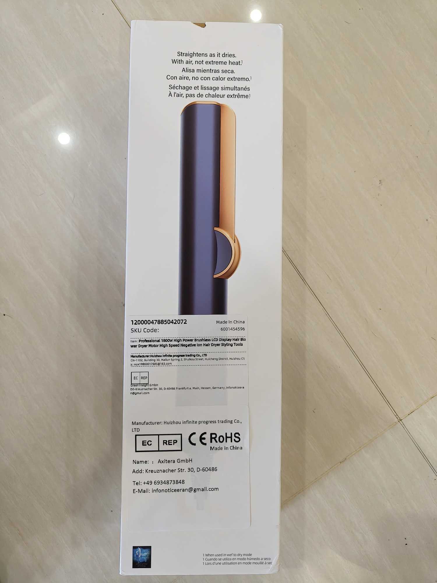 Professional 2in1 Airstrait Hair Straightener Hair Dryer Negative Ions Long-Lasting Styling Tool Multi-Styler Blow Dryer z250707BWG0