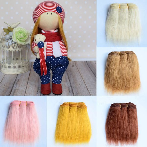 Doll Bodies Parts Wool Hair Extensions 18cm Khaki Pink Black Straight Wool Hair Pieces for All Dolls DIY Wigs Hair Wefts Doll Accessories 23