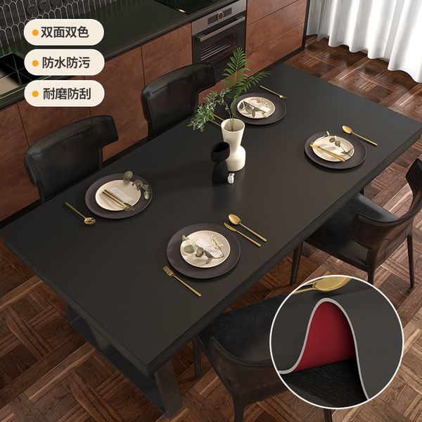 P0257 Waterproof Table Mat - Oil Resistant & Heat Proof Solid Color Tea Table Cover with Leather Insulation Protection for Desks
