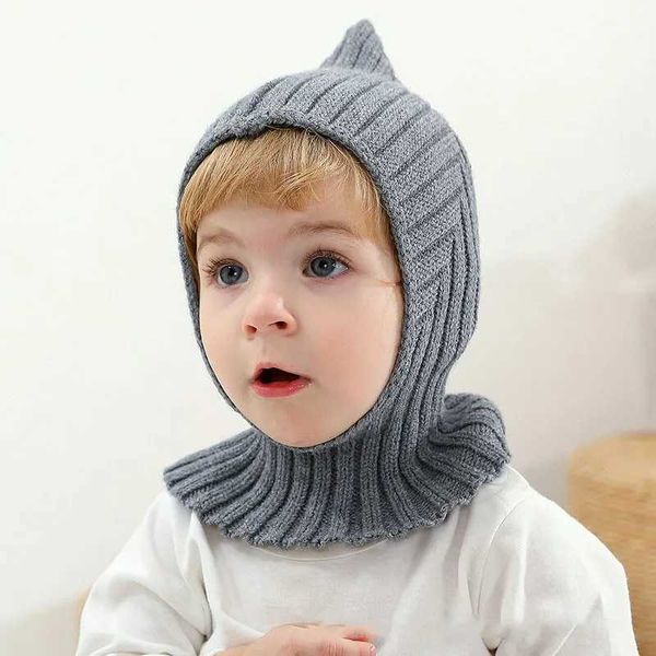 Autumn Winter New Newborn Baby Knitting Warm Scarf Cap Boy Girl Infant Solid Fashion Pullover Hat Kid Windproof Earmuffs Caps LX241018