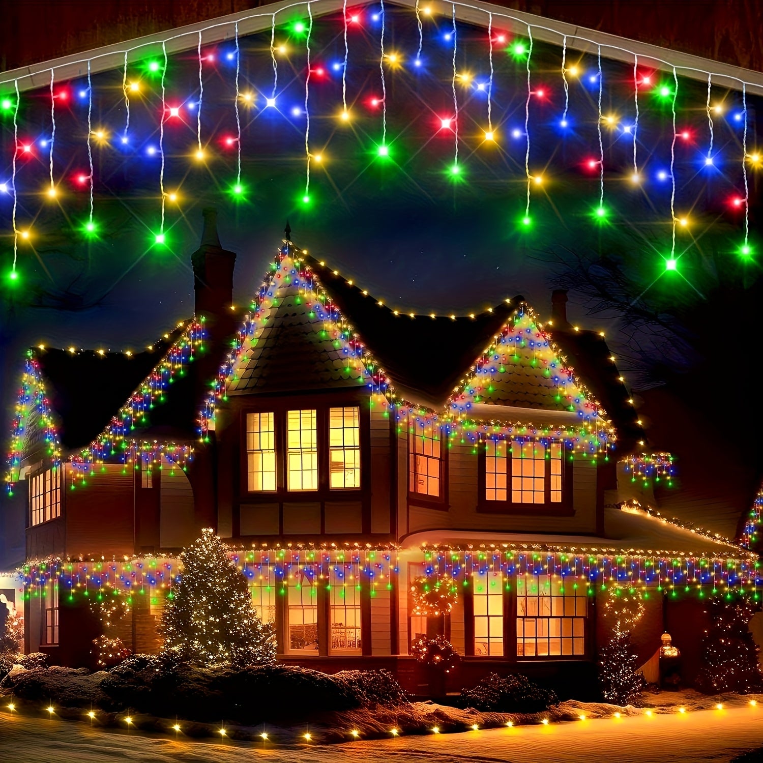 TEMU 1pc 13ft 96led Solar Christmas Fairy Lights For Outdoor Decor, 8 Lighting , Ideal For Halloween New Year, Curtain Window, , Backyard, Garden,