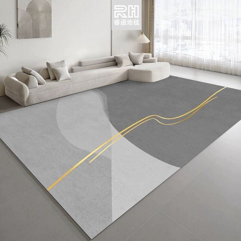 4658-54.88-PTX-Minimalist Solid Color Carpet Living Room Sofa Large Area Decorative Rug Bedroom Lines Polyester Thickened Furry Home Floor Mats