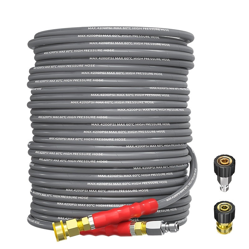 TEMU 1pc 100ft Pressure Washer Hose, 4200psi, 3-8" Quick Connect, 1-4" Mfi Steel Wire Braided, Kink Resistant, Water Compatible, Flexible Replacement