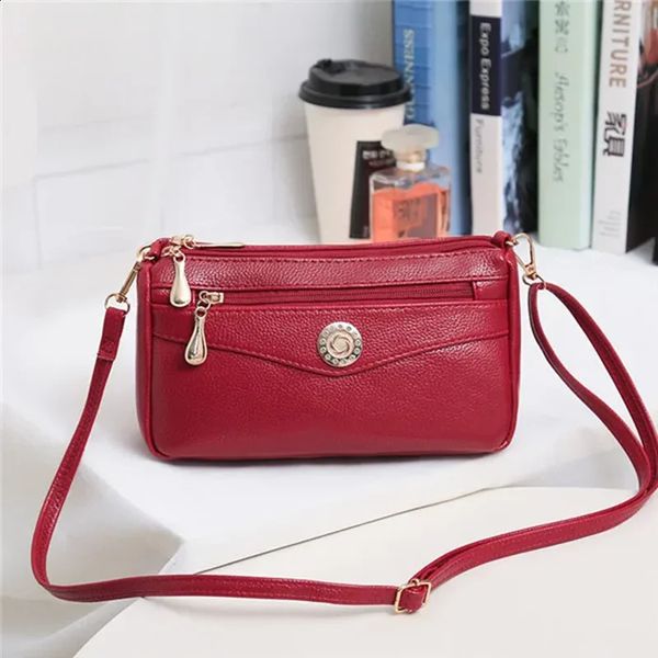 Small Fashion Shoulder Bags for Women Soft Leather mama Handbags Crossbody Messenger Bag Purse Solid Color Clutch 240905