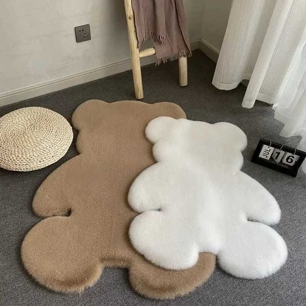 Carpet Cute Children Rooms Rugs Rabbit Bear Bedroom Furry Floor Mat Kawaii Washable Thermal Carpet For Baby Entrance Kids Door Mats Z241023