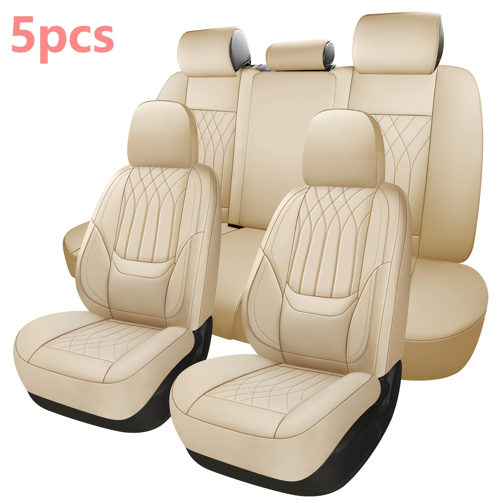 TEMU Full Coverage Pu Leather Car Seat Covers Full Set,waterproof Seat Covers For Cars,suvs Truck, Car Seat Cushion,car Seat Protector, Seat Cover