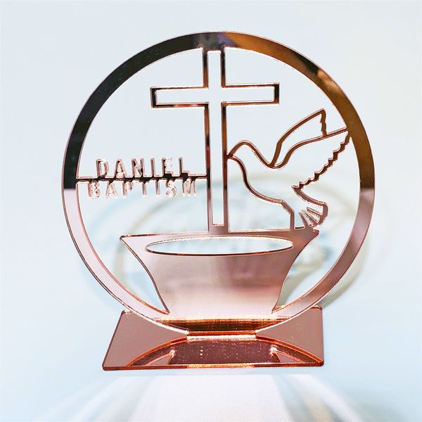 Other Event Party Supplies 10PCS Custom Name Mirror Rose Gold Cross First Communion Party Favor Decors Acrylic Personalized Baptism Christen