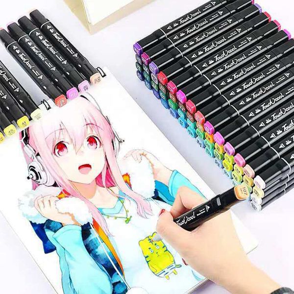Markers 24-48-60-80 Colors Double-Sided Markers Set Art Markers Dual Head Drawing Sketch Alcohol Based Brush Pen School Art Supplies Kid 230