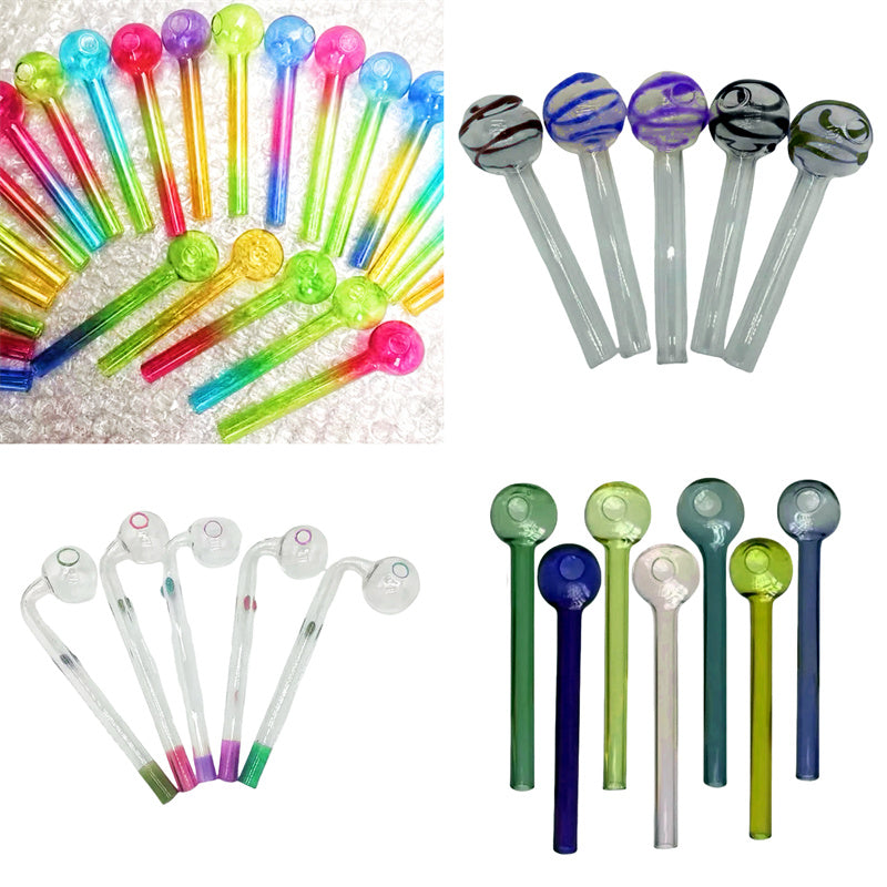 Colorful Glass Oil Burner Bubbler Pipe 10cm 12cm 14cm 18cm 4-5.5 inch Smoking Dab Burners Pryex Clear Well Popular Smoke Pipes Accessories