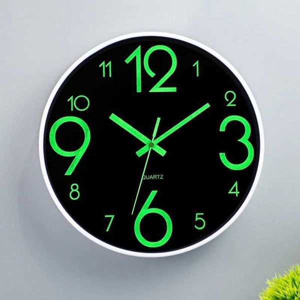 12 inch luminous wall clock simple luminous digital clock DIY silent wall clock in Europe research and living room wallpaper clock W240806
