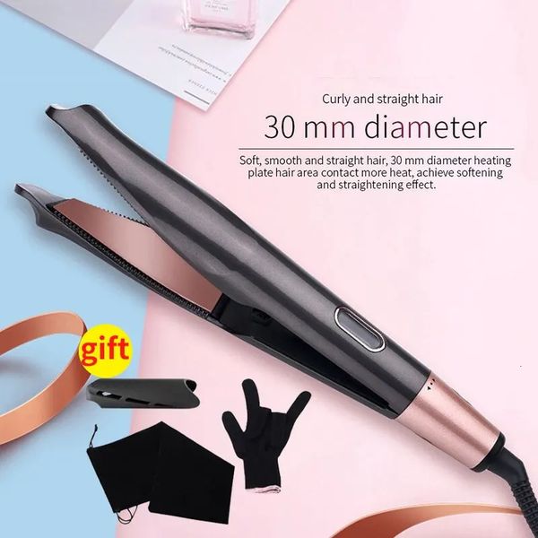 Professional Ion Flat Iron Curg 2-in-1 Straightener And Curler Digital LCD Display Adjustable Temp For All Hair Types 240306