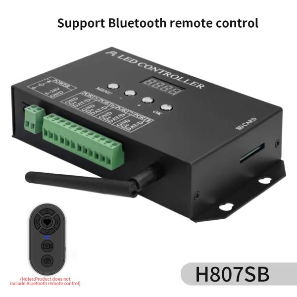 H807SA 8PORTS H807SBWIFI 4PORTS LED Pixel Controller ArtNet para SPI suporta Madrix Software LAN Synchrony SD Card DMX512 Console