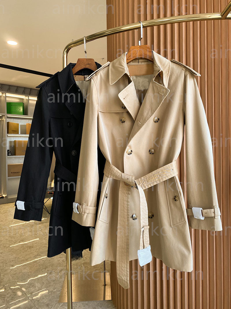 Designer trench coat men spring autumn fashion British style double-breasted coat women casual short trench coat with belt men women