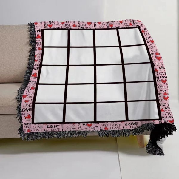 Sublimation Blank Blanket with Tassel 20 penels Heat transfer Printing Shawl Wrap Sofa sleeping throw blankets 125X150cm 0517
