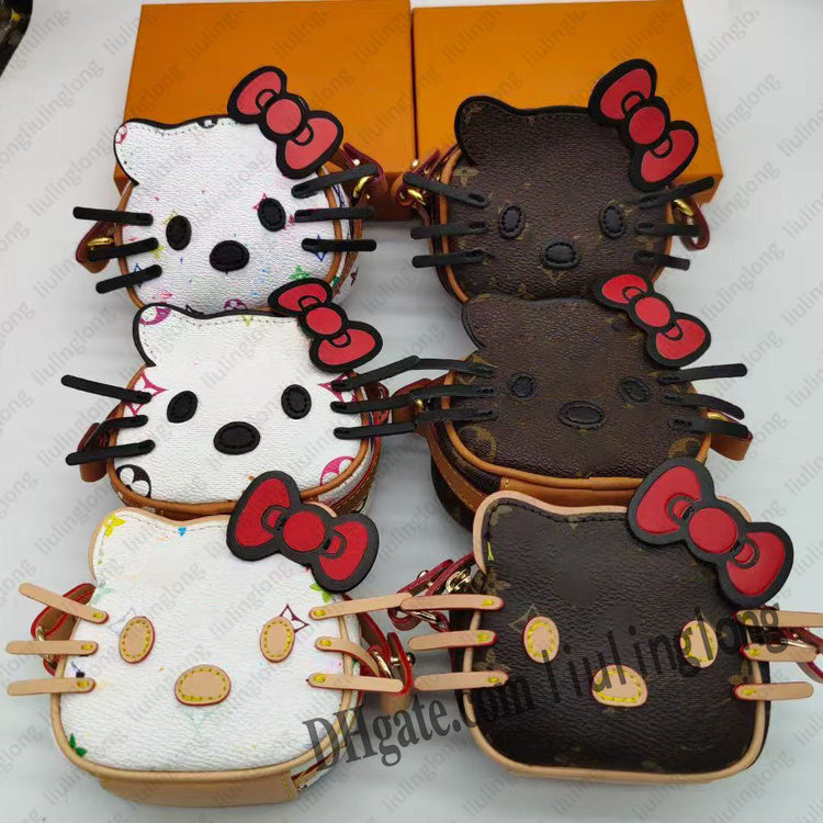 kitty Mini Shopper Bag Charm Pearls Chain Belt and Bag Charm Spring Street keyChain luxury designer Key Holder