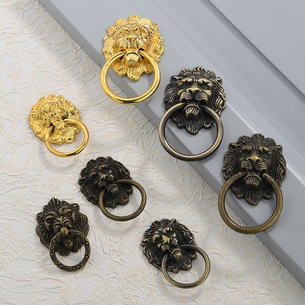 Handles Pulls DRELD Vintage Lion Head Cabinet Knobs and Furniture Door Antique Drawer Pull Handle Knob Ring 221007