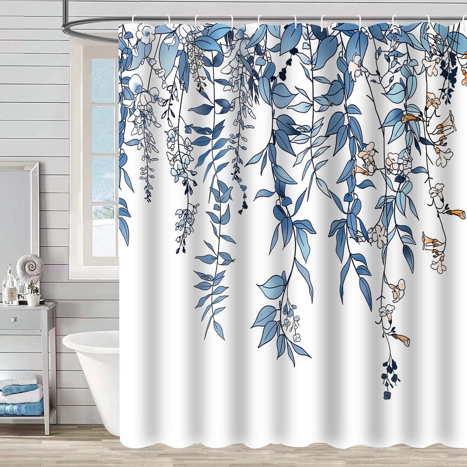 YL-37158 digital shower curtain cross-border plant flower waterproof polyester bathroom four-piece set dry and wet separation moisture-proof