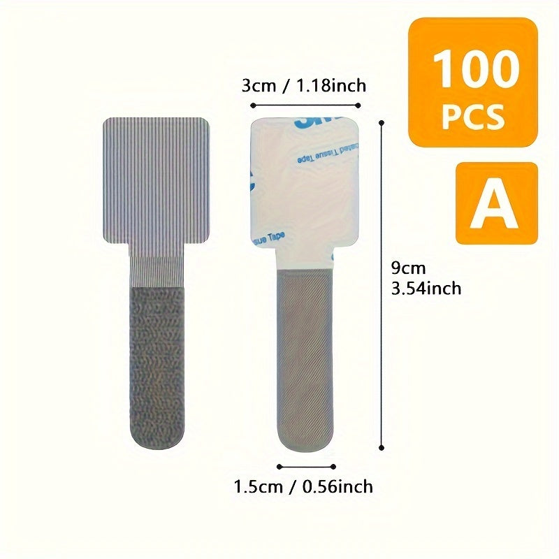 TEMU 100pcs Of Nylon Cable Clips - Adhesive Wire Organizers For Managing Under Desk And Wall, Cord Holders For Home Office Materials., Cord Hider