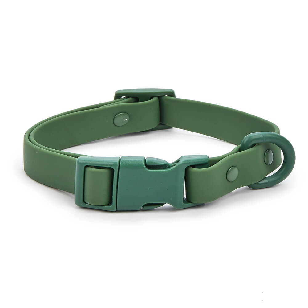 PVC Waterproof Durable Pet Accessories Adjustable Collar - Customizable Colors, Green - S