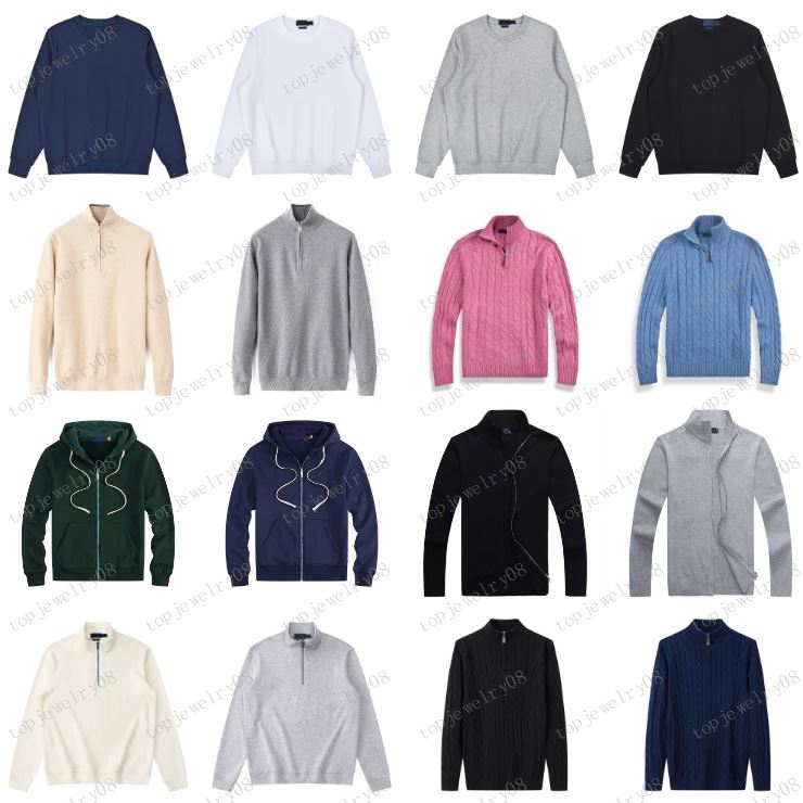 Mens Polo Hoodie Designer Polo Sweater Polo Hoodie Thick Half Zipper High Neck Warm Pullover Slim Knit Knitting Hoody Hooded Sweatshirt Tracksuit Ca