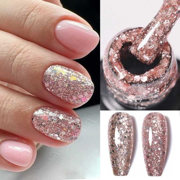 UR SUGAR 7.5ml Sparkling Gel Nail Polish Rose Gold Glitter Sequins Gel Semi Permanent Soak Off UV LED Nail Art VernisCL240711
