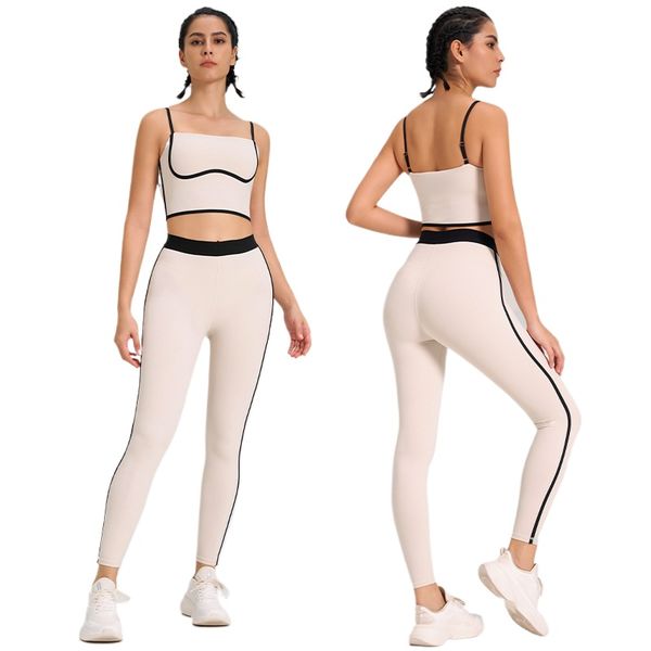AL860 Yoga Set Sports Bras Top+Pants Suit Up Bra Adjustable Straps Medium Support Jogger High-rise boxer-style Leggings Sweatpants Dance Pil
