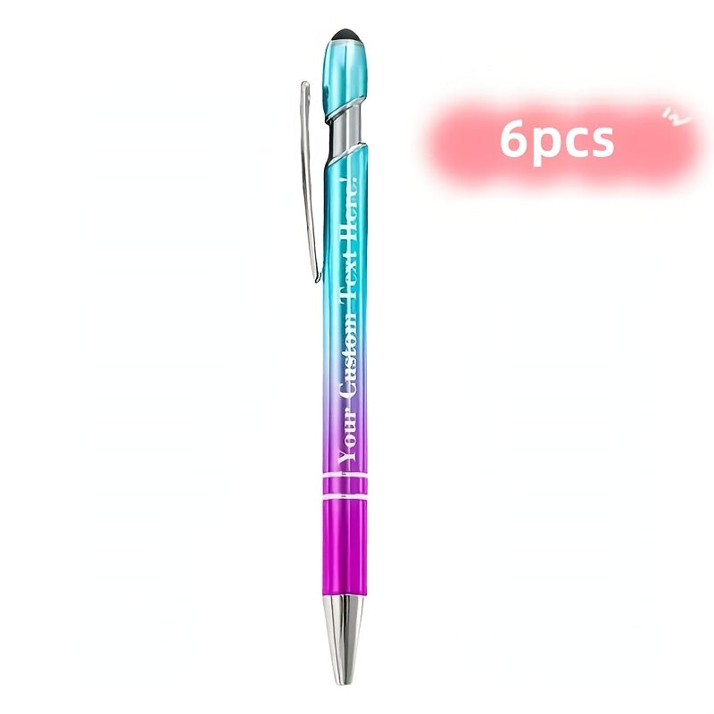 TEMU 6 Metal Ballpoint Pens, Fine Tip, Smooth Writing, Feather Free, Gradient - Gifts, Promotions, Offices, Weddings, Graduation Ceremonies -